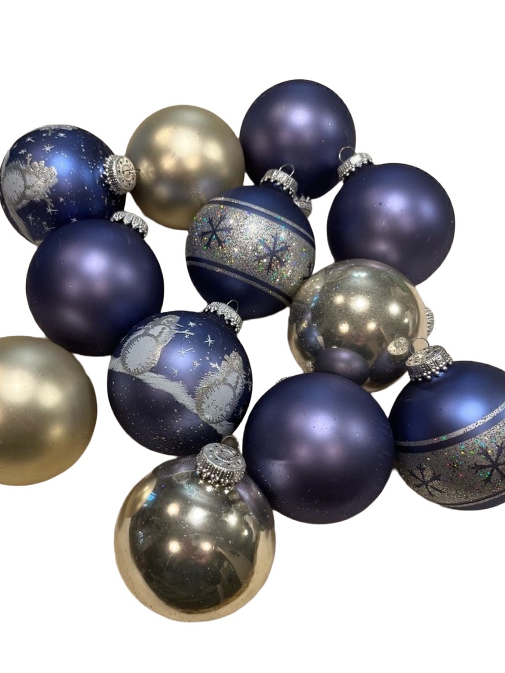 Christmas by Krebs 12-Piece Periwinkle Blue Silver Glass Ornament Set Vintage
